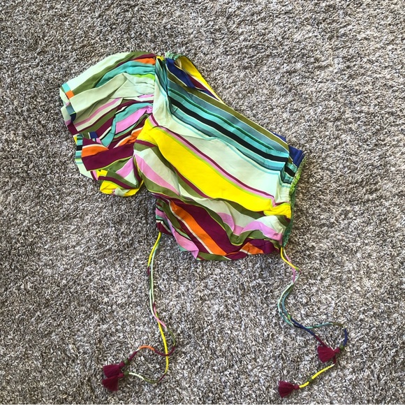 Anthropologie Hope for Flowers One-shoulder Rainbow Crop Blouse - Picture 4 of 8